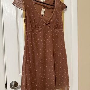 Aeropostale Brown Mini Dress with Pink Floral Accents